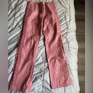 House of CB Lace-Up Leather Pants